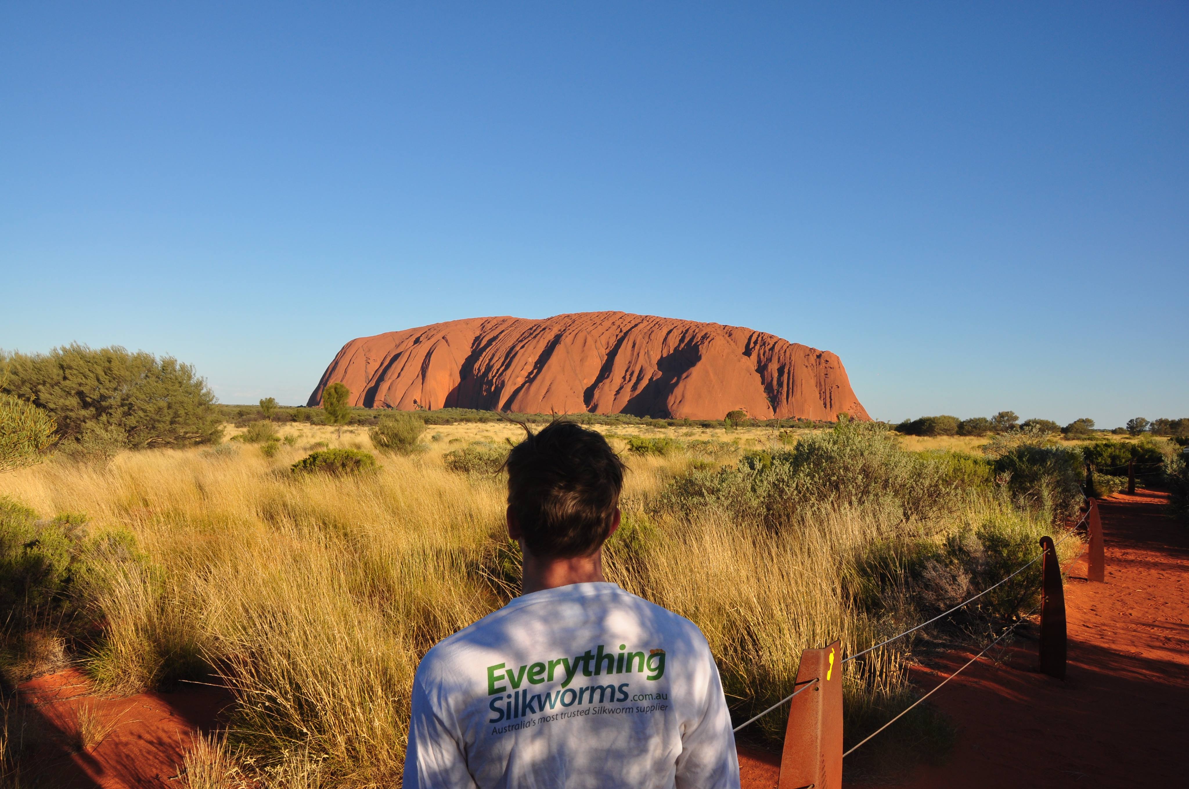 Long-sleeve shirt in front of Uluru